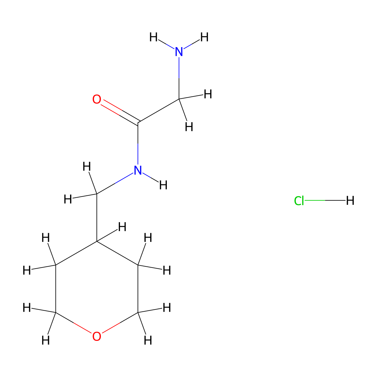 2-Amino-N-(tetrahydro-2H-pyran-4-ylmethyl)-acetamide hydrochloride molecular structure, CAS 1219976-83-6