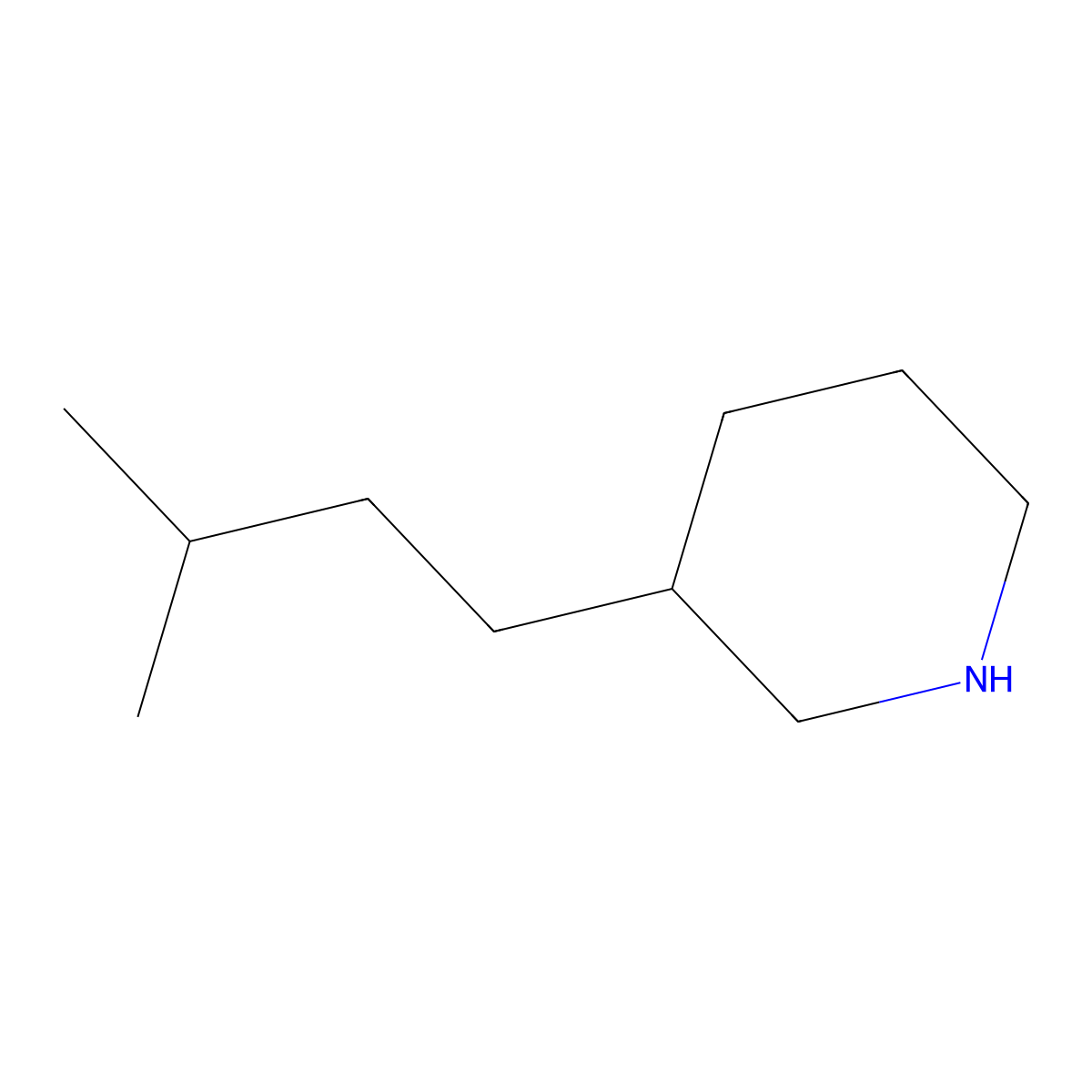 3-Isopentylpiperidine molecular structure, CAS 1219977-29-3