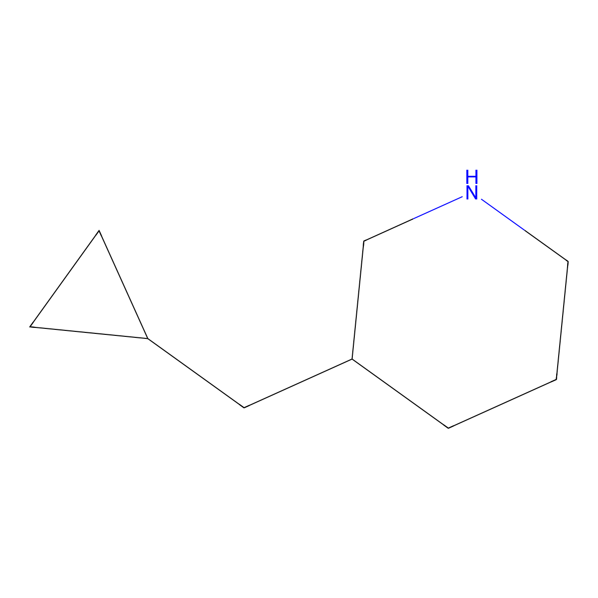 3-(Cyclopropylmethyl)piperidine molecular structure, CAS 1219979-08-4