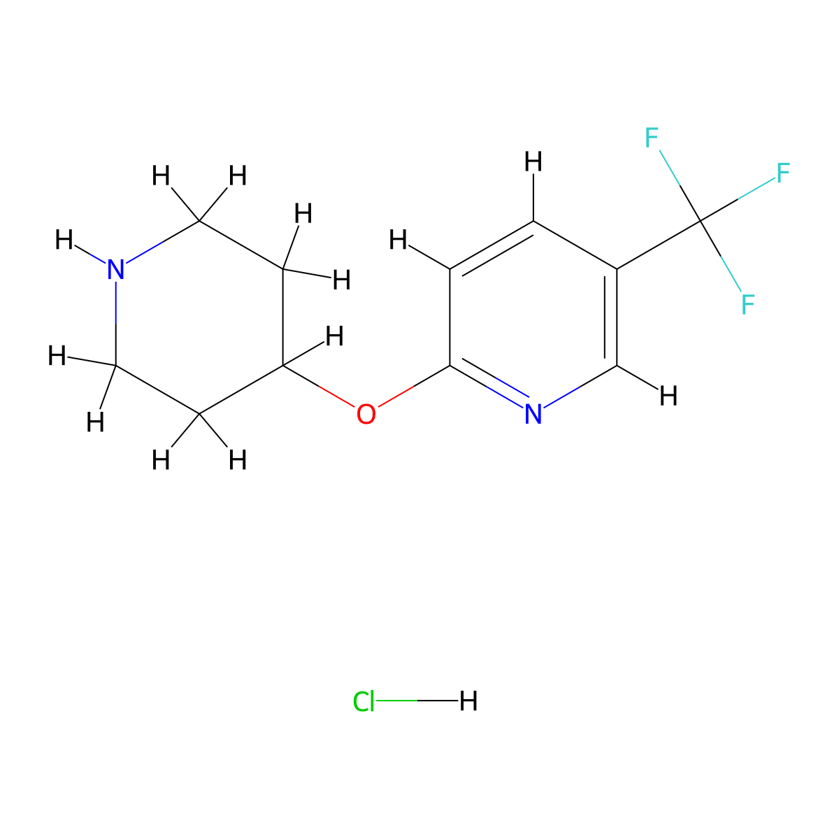 2-(Piperidin-4-yloxy)-5-(trifluoromethyl)pyridine hydrochloride molecular structure, CAS 1219979-10-8