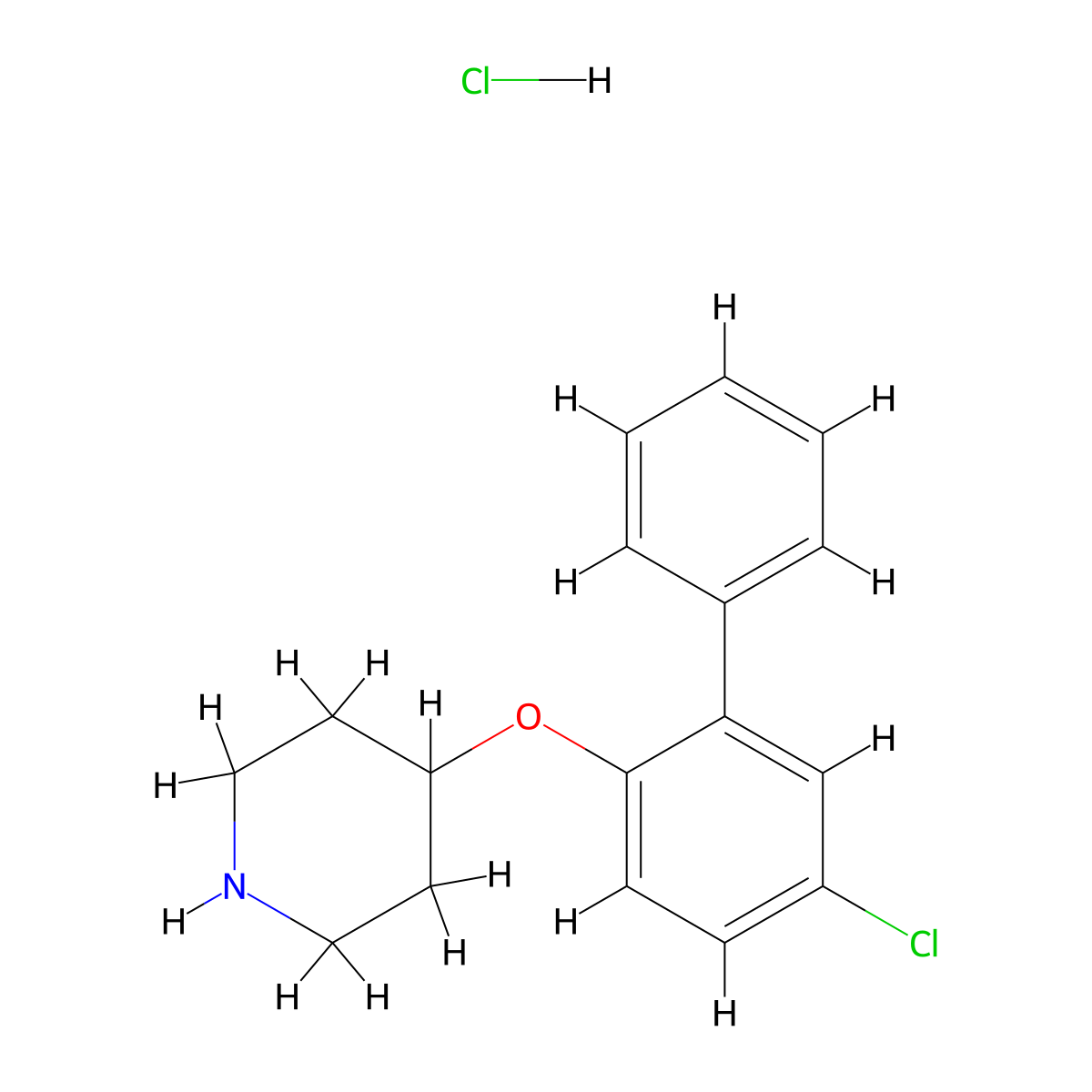 5-Chloro[1,1'-biphenyl]-2-yl 4-piperidinyl ether hydrochloride molecular structure, CAS 1219979-12-0