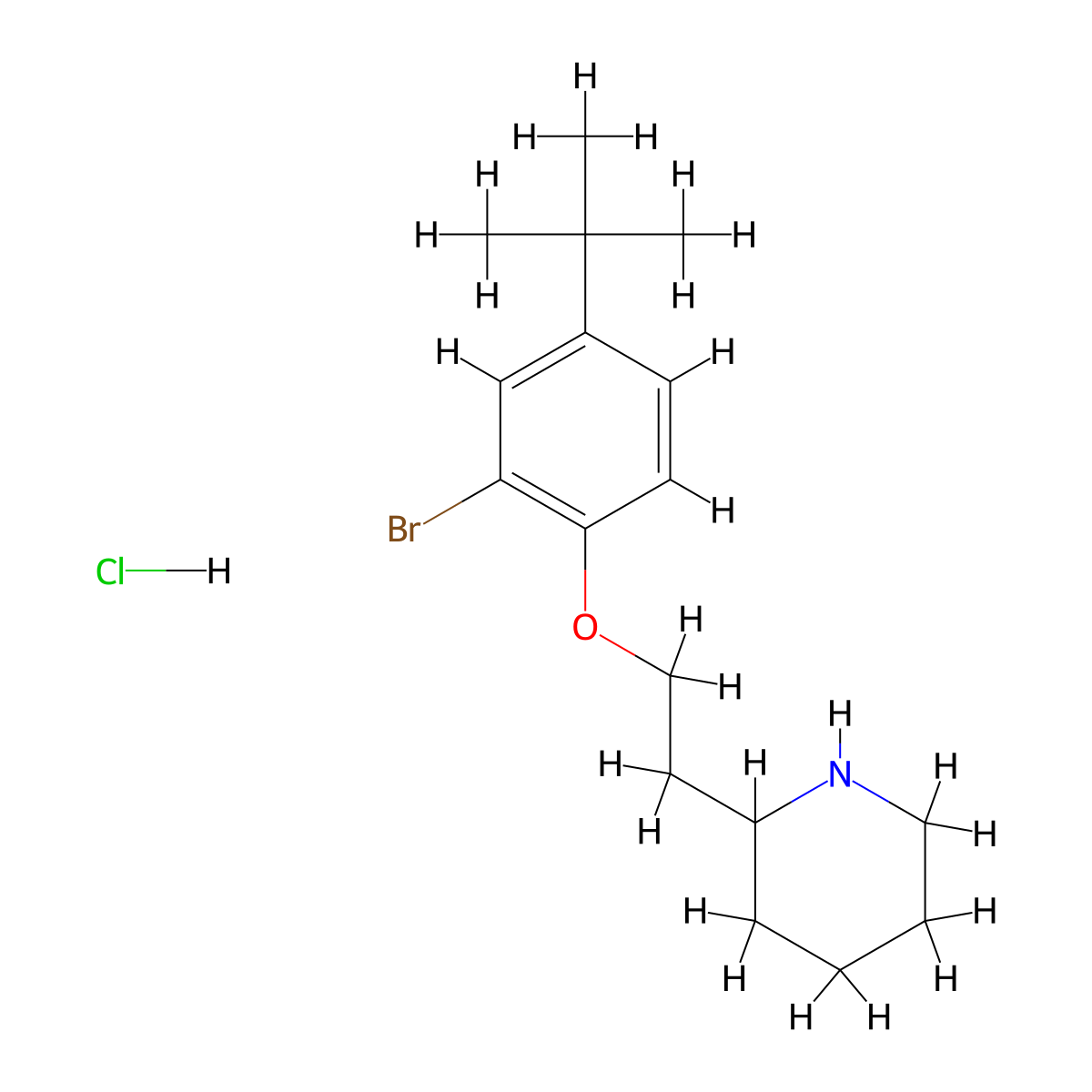 2-{2-[2-Bromo-4-(tert-butyl)phenoxy]-ethyl}piperidine hydrochloride molecular structure, CAS 1219979-22-2