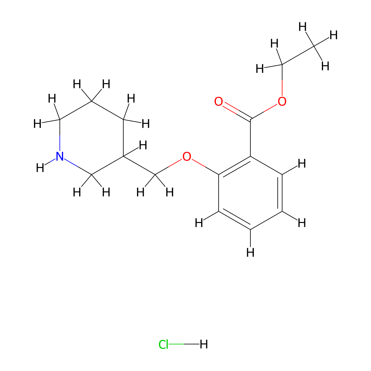 Ethyl 2-(3-piperidinylmethoxy)benzoate hydrochloride molecular structure, CAS 1219979-25-5