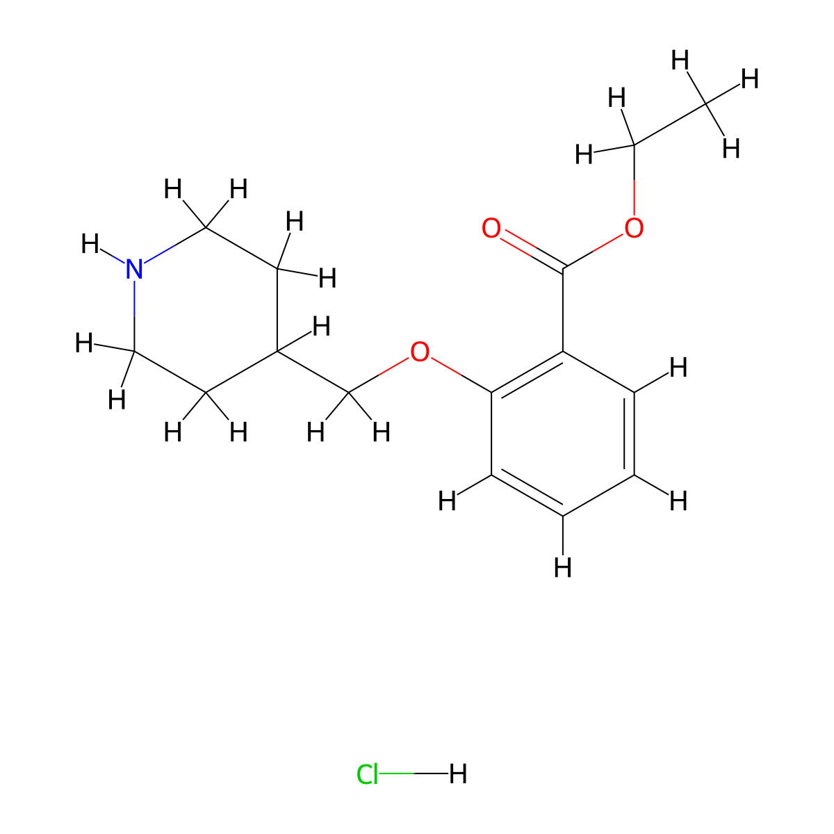 Ethyl 2-(4-piperidinylmethoxy)benzoate hydrochloride molecular structure, CAS 1219979-32-4