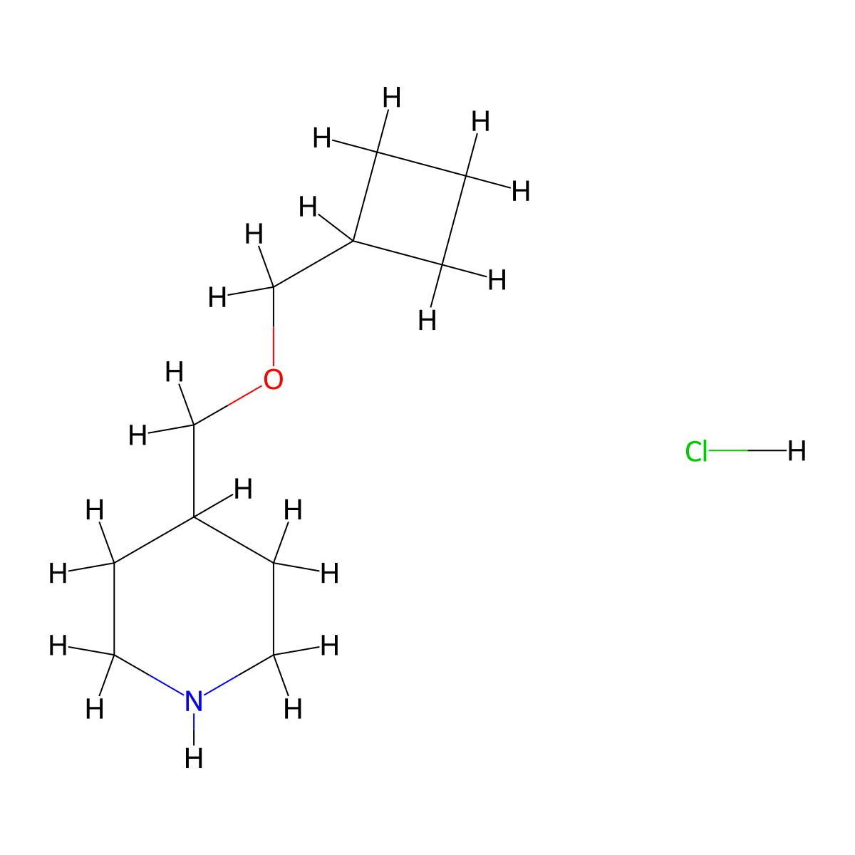4-((Cyclobutylmethoxy)methyl)piperidine hydrochloride molecular structure, CAS 1219979-37-9