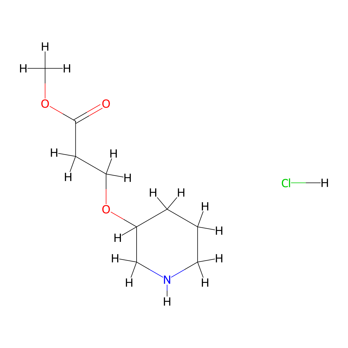 Methyl 3-(3-piperidinyloxy)propanoate hydrochloride molecular structure, CAS 1219979-50-6