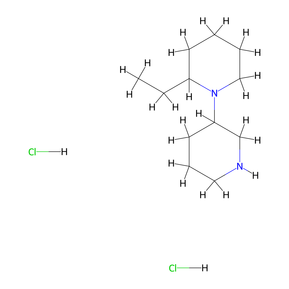 3-(2-Ethyl-1-piperidinyl)piperidine dihydrochloride molecular structure, CAS 1219979-54-0