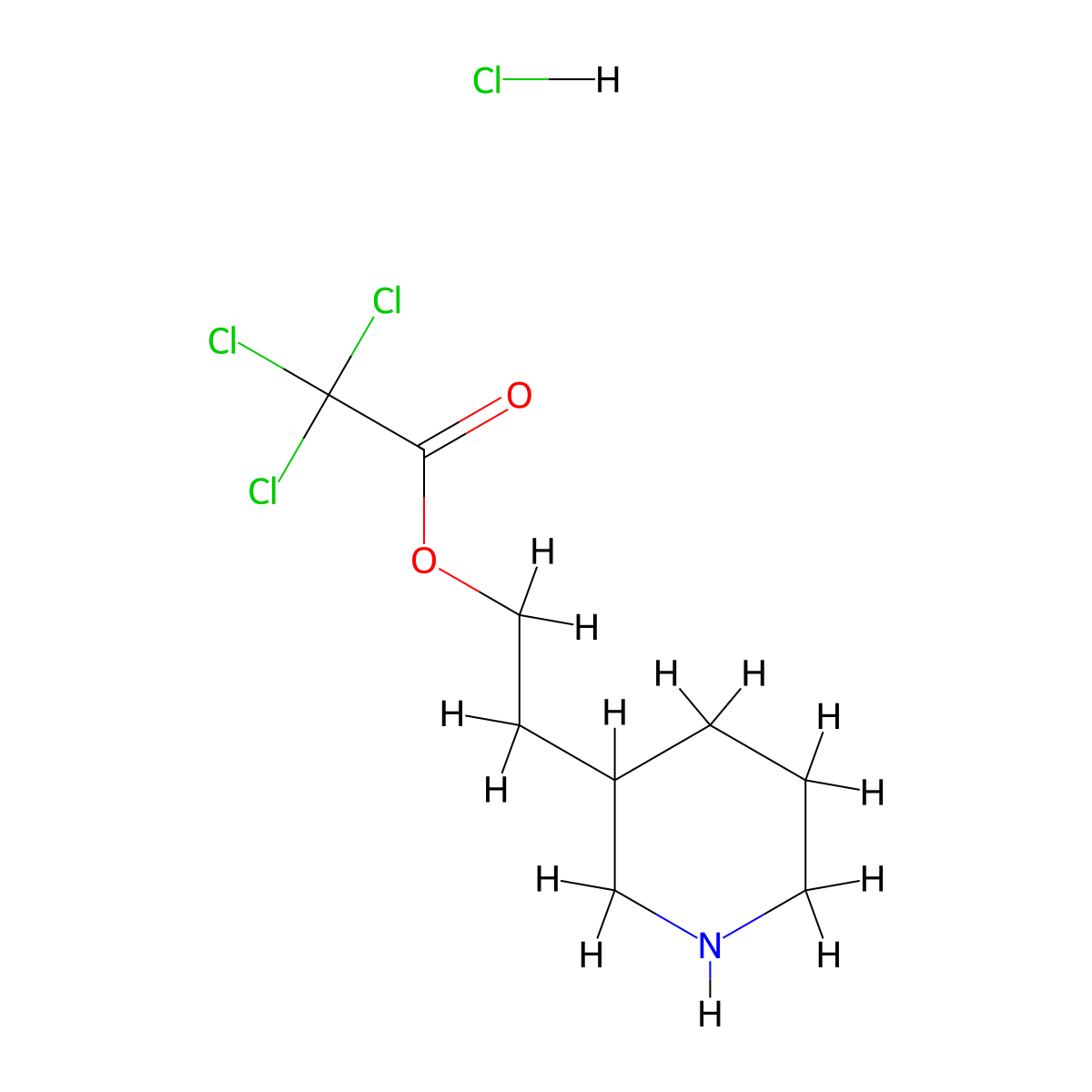 2-(3-Piperidinyl)ethyl 2,2,2-trichloroacetate hydrochloride molecular structure, CAS 1219979-56-2