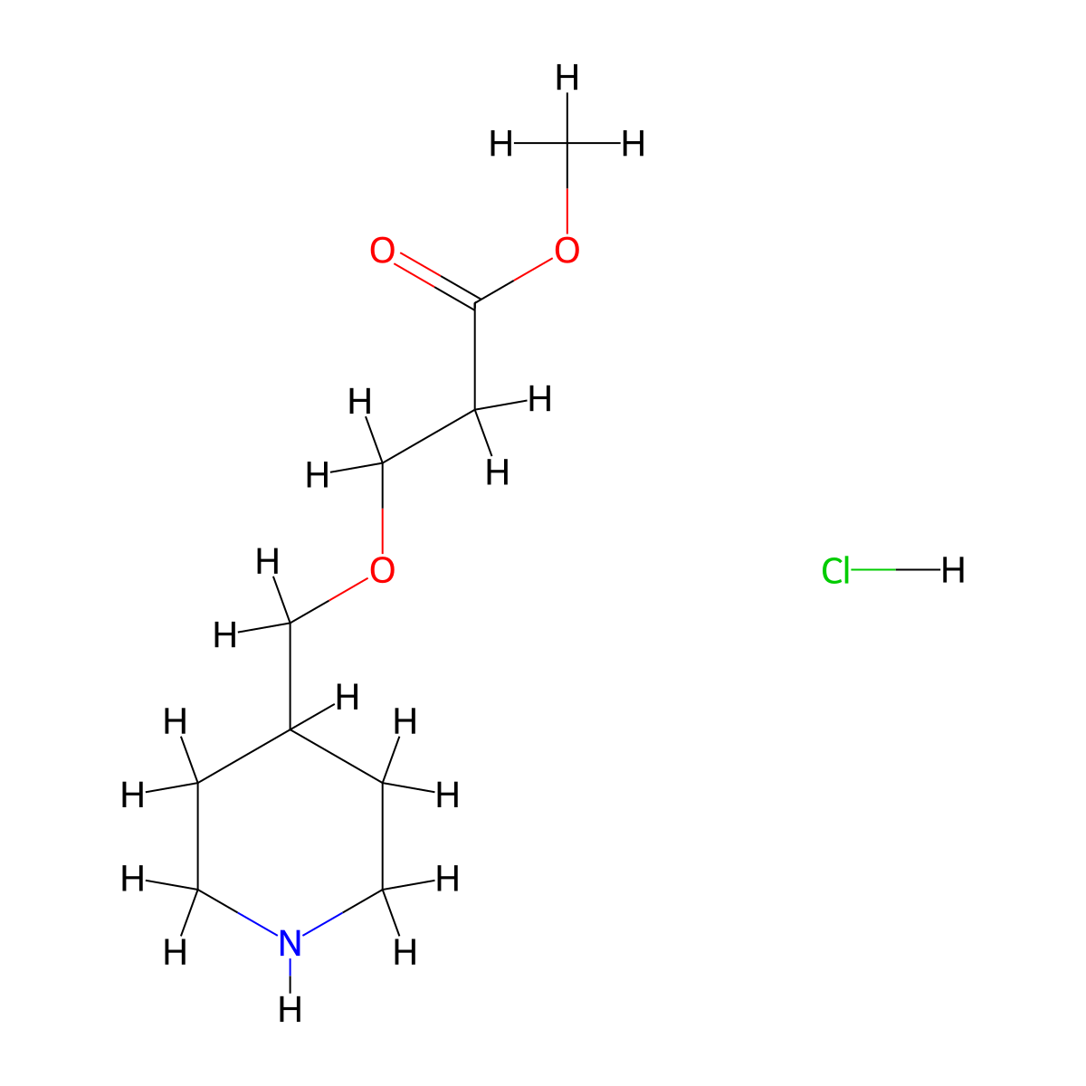 Methyl 3-(piperidin-4-ylmethoxy)propanoate hydrochloride molecular structure, CAS 1219979-58-4