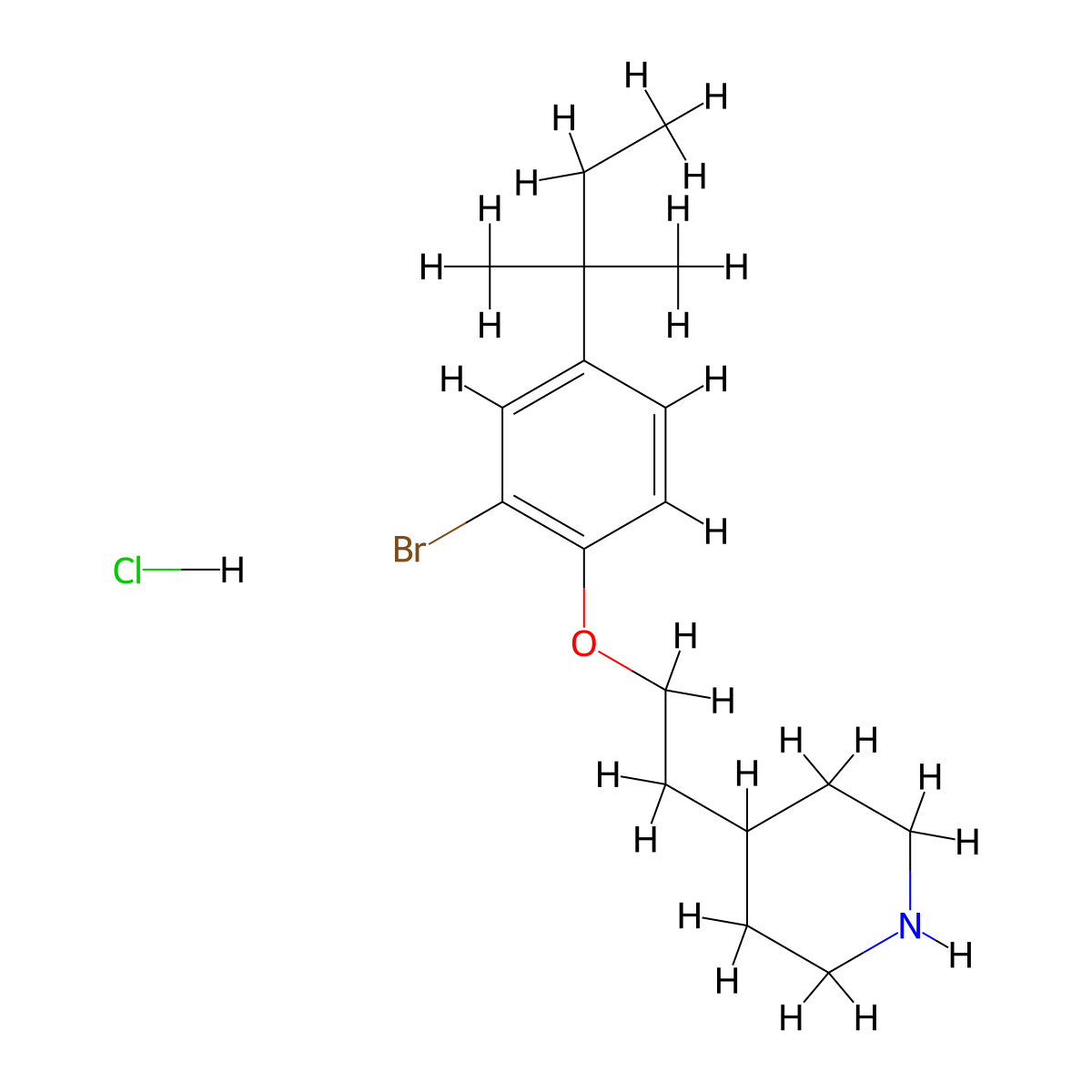 4-{2-[2-Bromo-4-(tert-pentyl)phenoxy]-ethyl}piperidine hydrochloride molecular structure, CAS 1219979-60-8