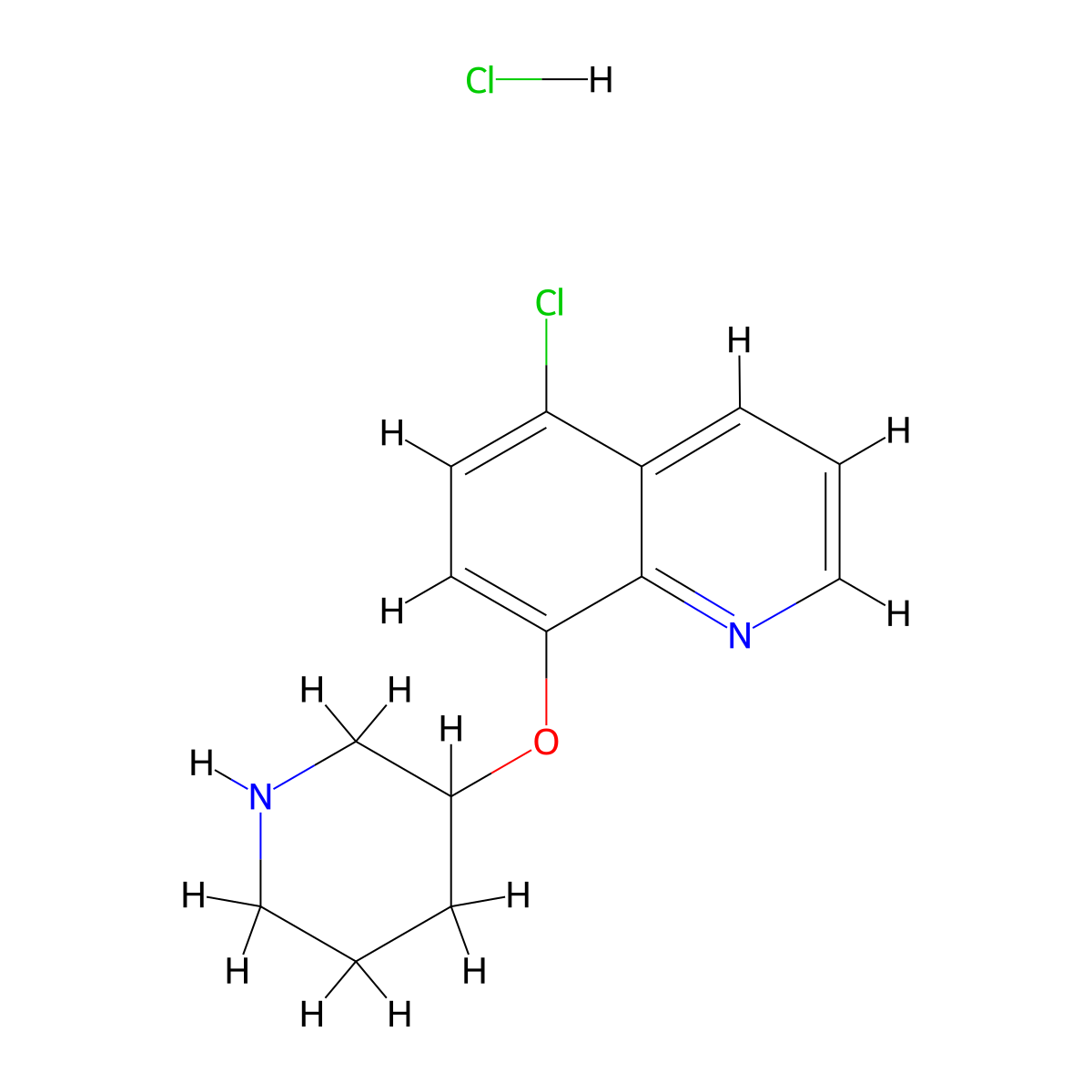 5-Chloro-8-quinolinyl 3-piperidinyl ether hydrochloride molecular structure, CAS 1219979-64-2