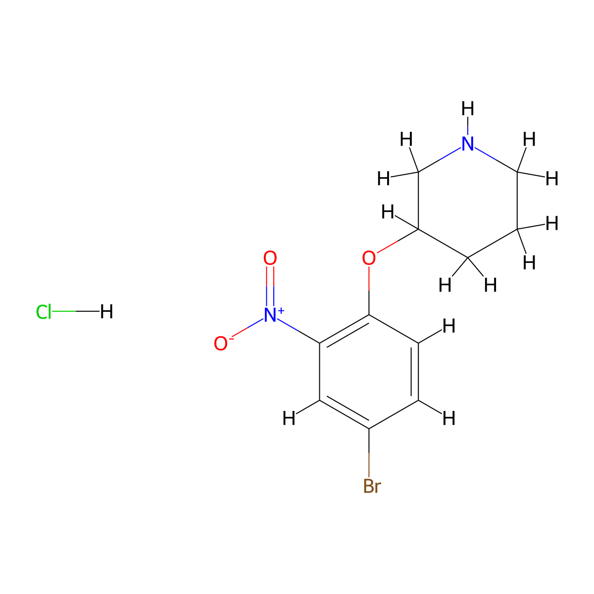 3-(4-Bromo-2-nitrophenoxy)piperidine hydrochloride molecular structure, CAS 1219979-70-0