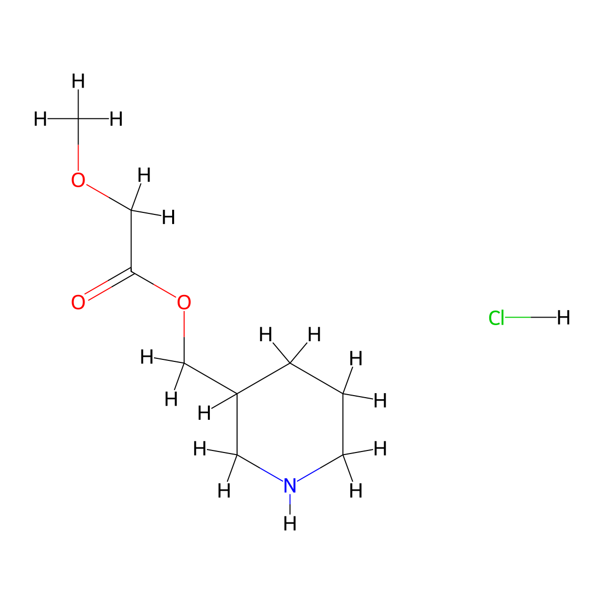 3-Piperidinylmethyl 2-methoxyacetate hydrochloride molecular structure, CAS 1219979-77-7