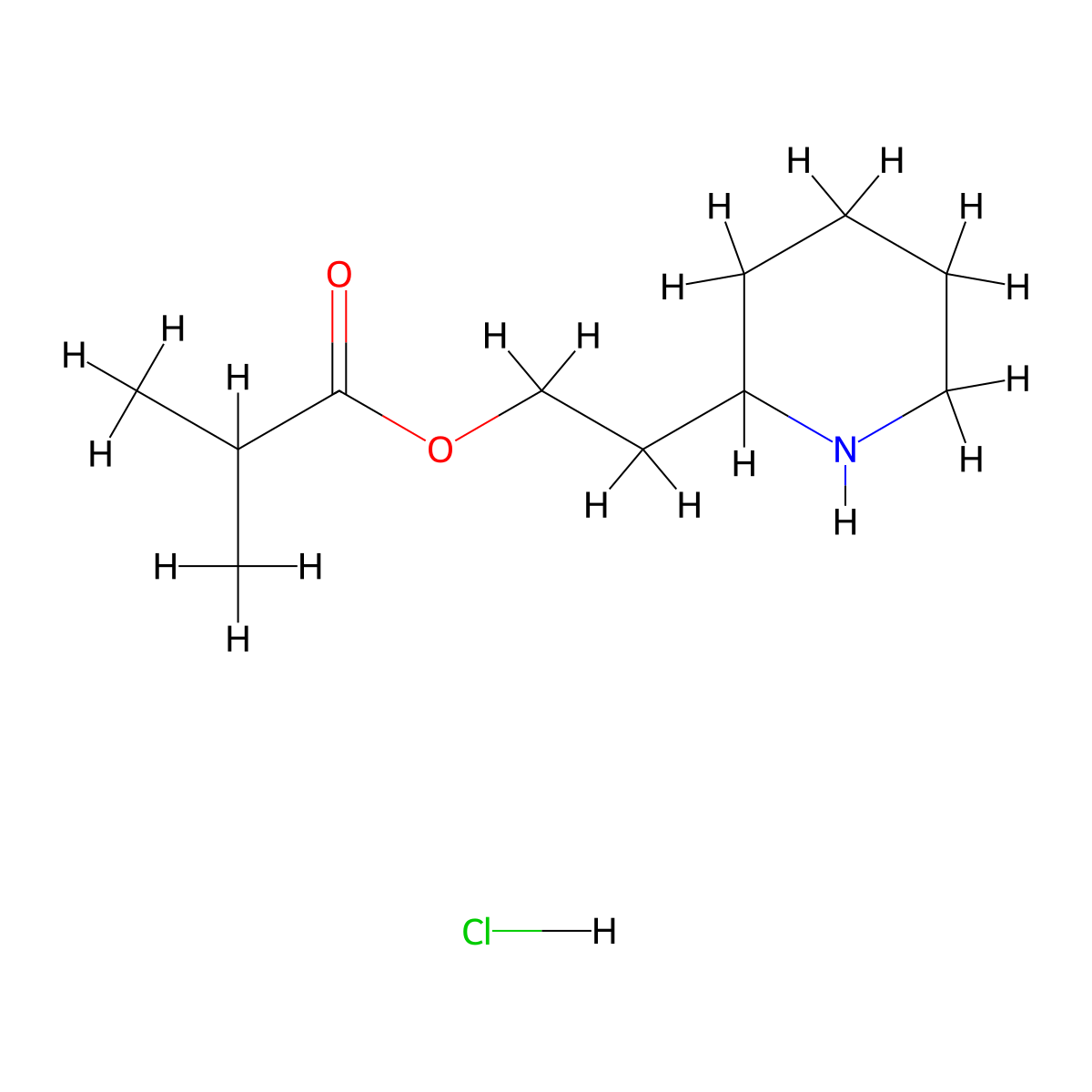 2-(2-Piperidinyl)ethyl 2-methylpropanoate hydrochloride molecular structure, CAS 1219979-79-9