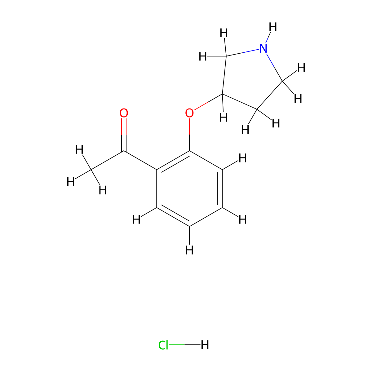 1-[2-(3-Pyrrolidinyloxy)phenyl]-1-ethanone hydrochloride molecular structure, CAS 1219979-83-5