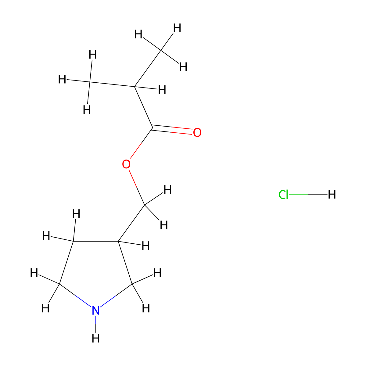 3-Pyrrolidinylmethyl 2-methylpropanoate hydrochloride molecular structure, CAS 1219979-91-5