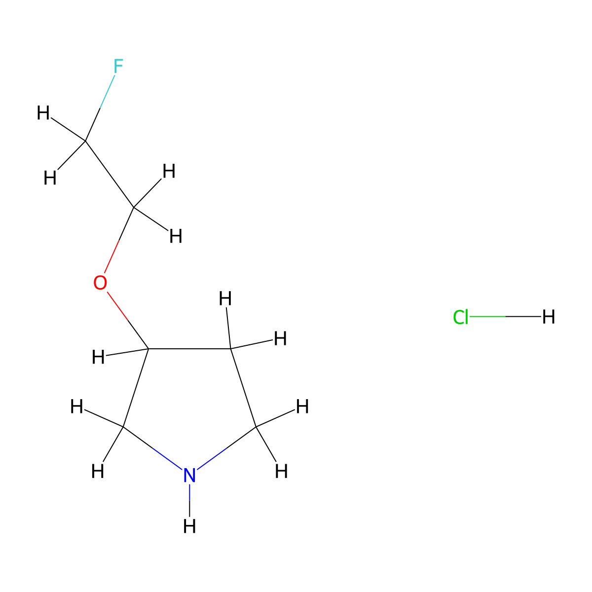 3-(2-Fluoroethoxy)pyrrolidine hydrochloride molecular structure, CAS 1219979-95-9