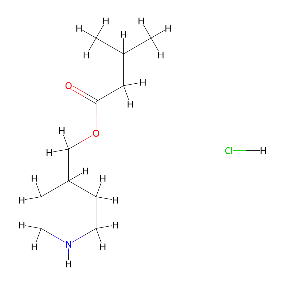 4-Piperidinylmethyl 3-methylbutanoate hydrochloride molecular structure, CAS 1219979-97-1