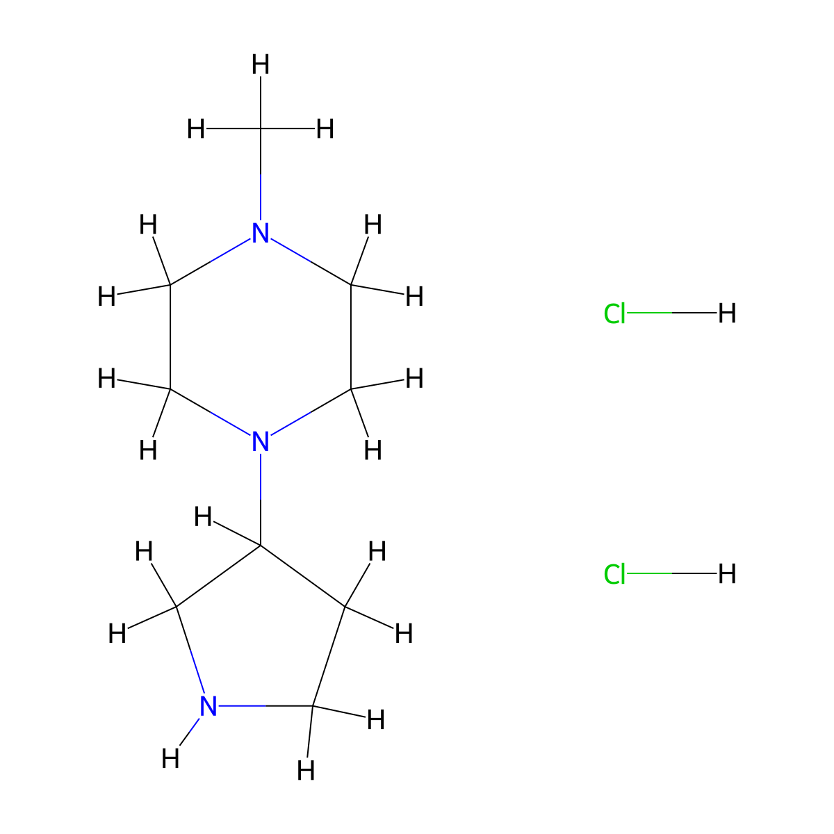 1-Methyl-4-(3-pyrrolidinyl)piperazine dihydrochloride molecular structure, CAS 1219980-00-3