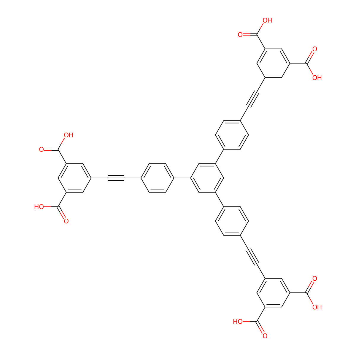 1,3,5-Tris(4-(3,5-dicarboxyphenylethynyl)phenyl)benzene molecular structure, CAS 1219980-38-7
