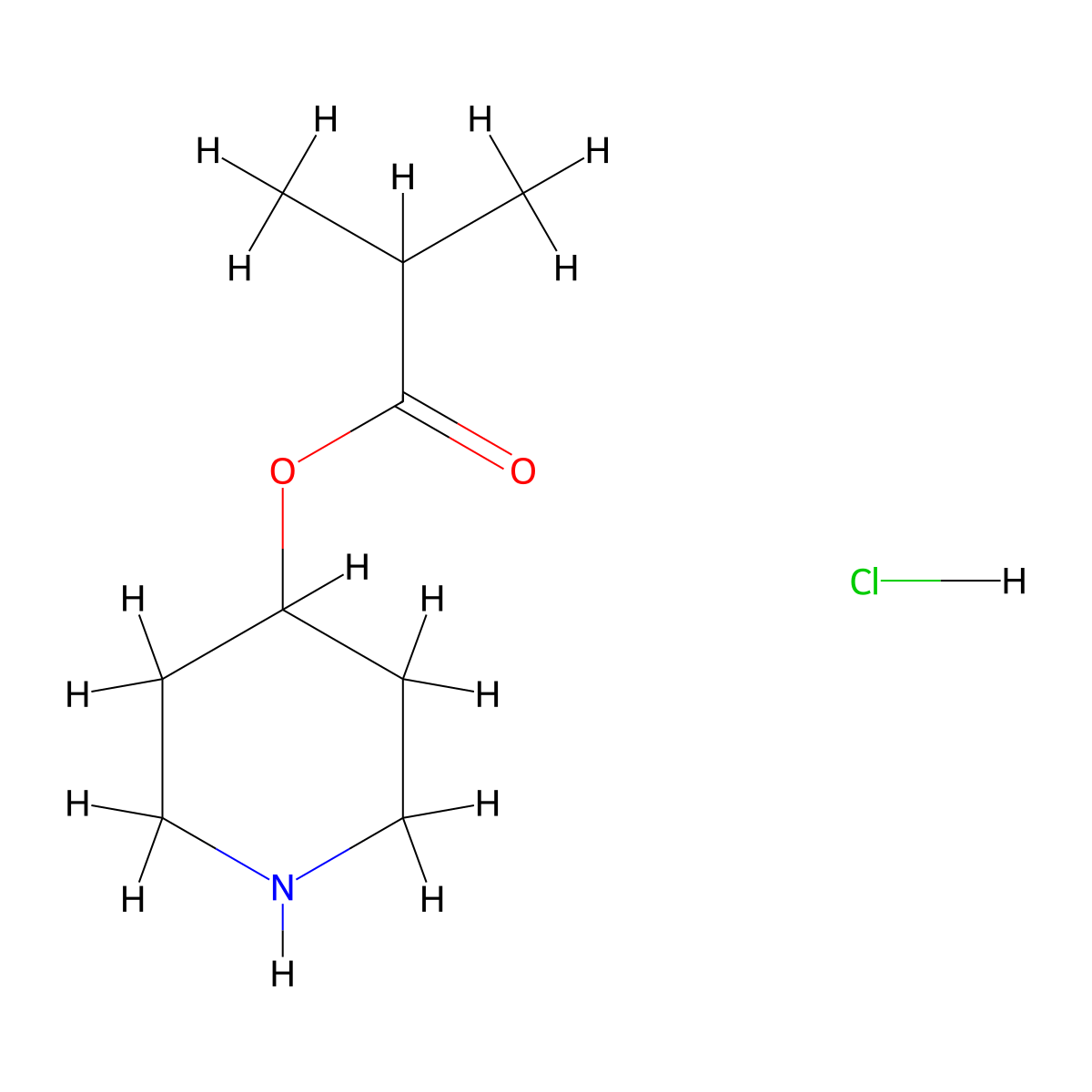 4-Piperidinyl 2-methylpropanoate hydrochloride molecular structure, CAS 1219980-54-7
