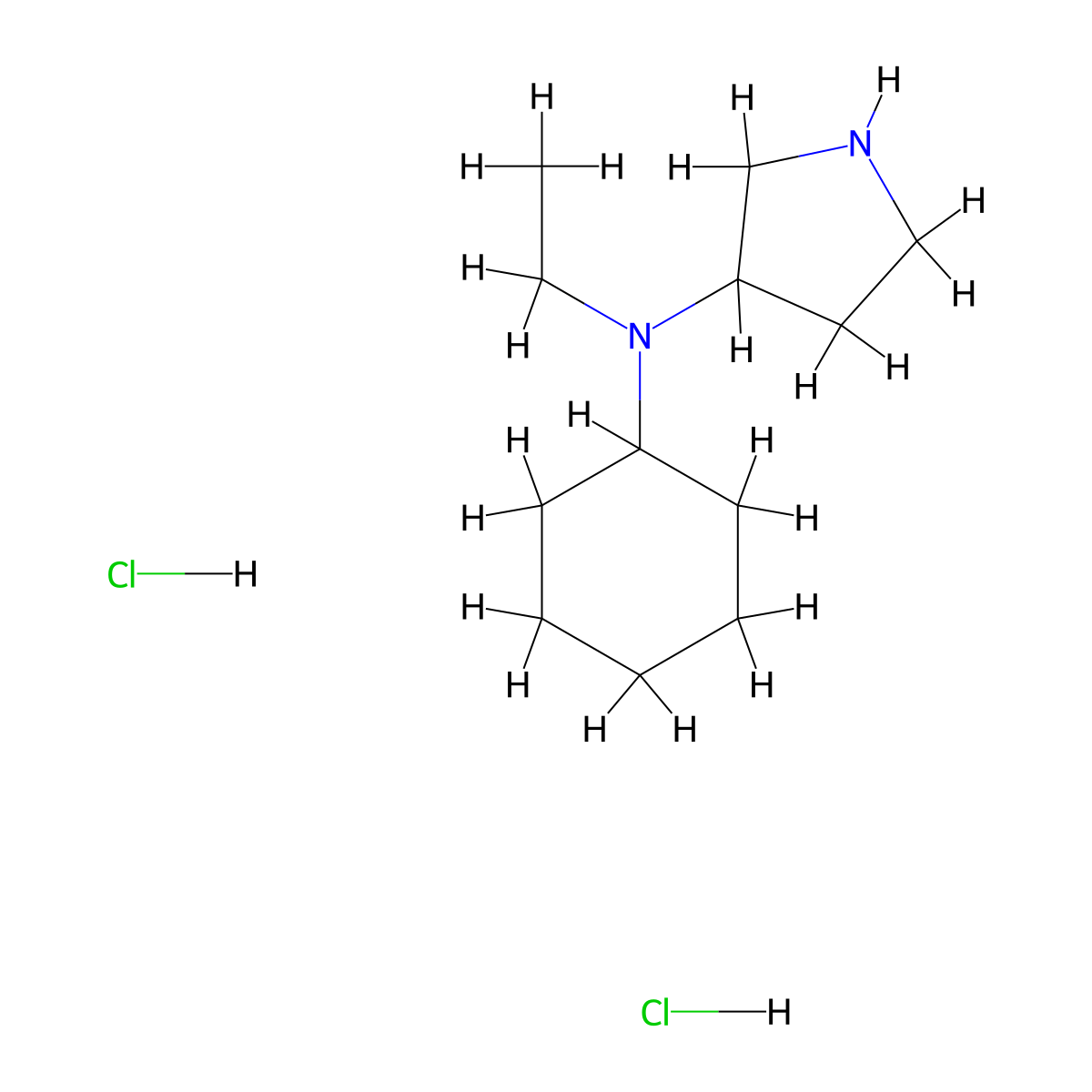 N-cyclohexyl-N-ethylpyrrolidin-3-amine dihydrochloride molecular structure, CAS 1219980-59-2