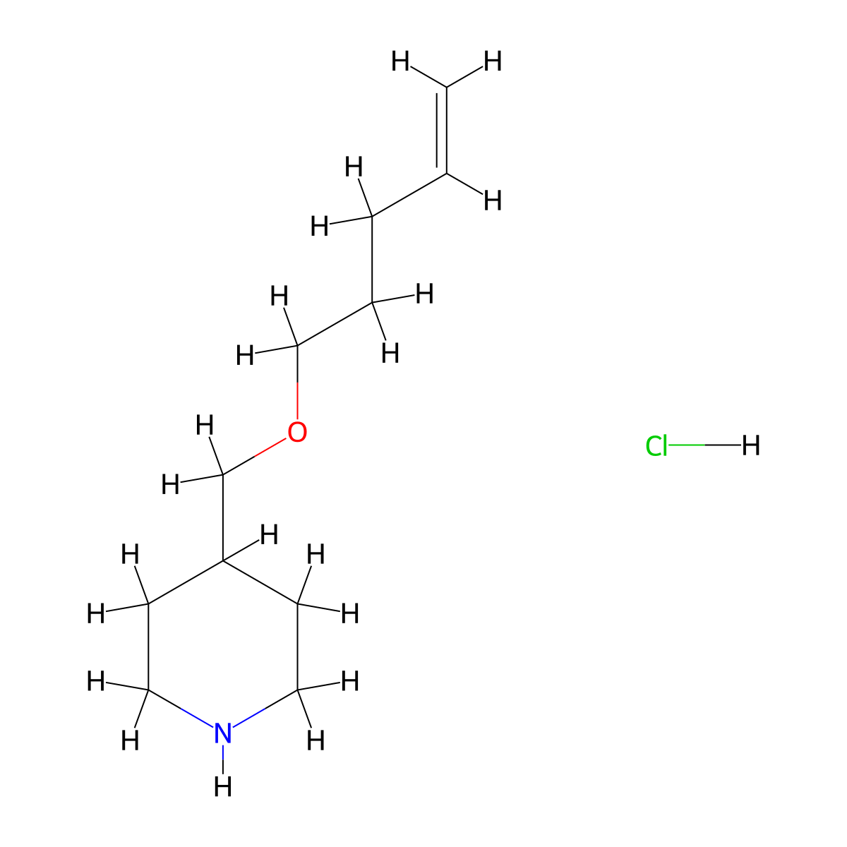 4-[(4-Pentenyloxy)methyl]piperidine hydrochloride molecular structure, CAS 1219980-61-6