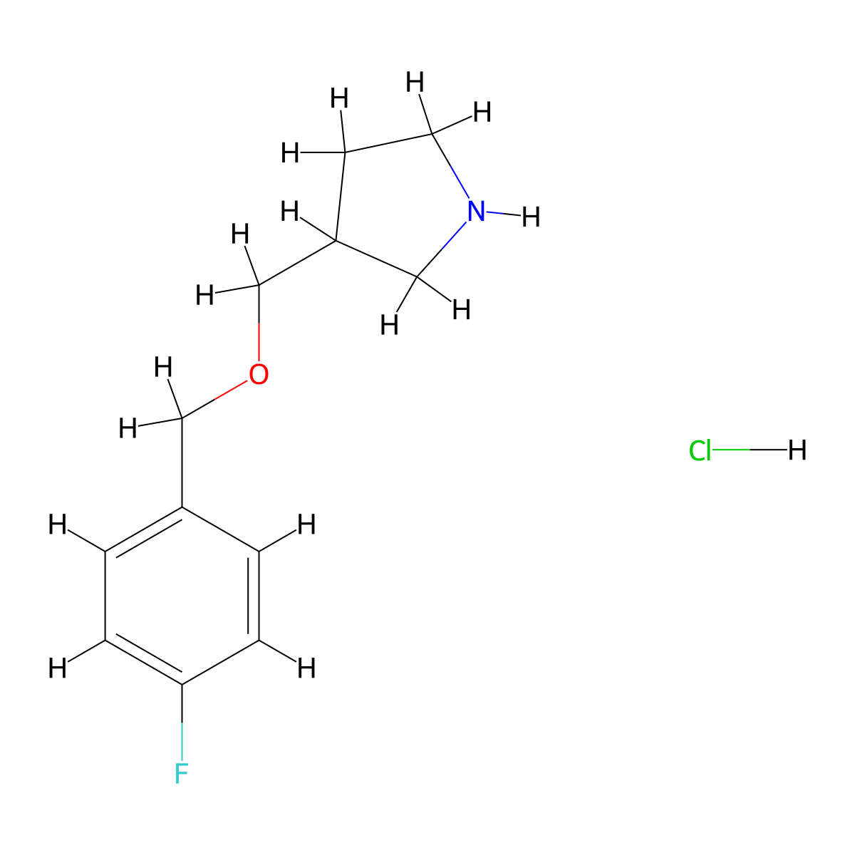 3-{[(4-Fluorobenzyl)oxy]methyl}pyrrolidine hydrochloride molecular structure, CAS 1219980-62-7