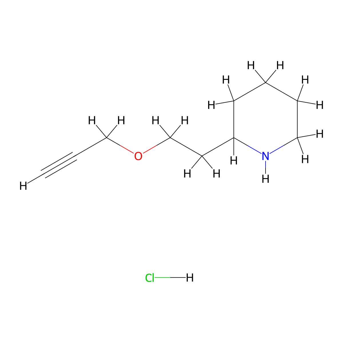 2-[2-(2-Propynyloxy)ethyl]piperidine hydrochloride molecular structure, CAS 1219980-65-0