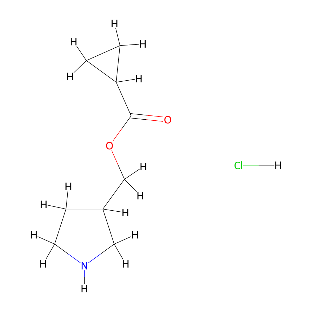 3-Pyrrolidinylmethyl cyclopropanecarboxylate hydrochloride molecular structure, CAS 1219980-71-8