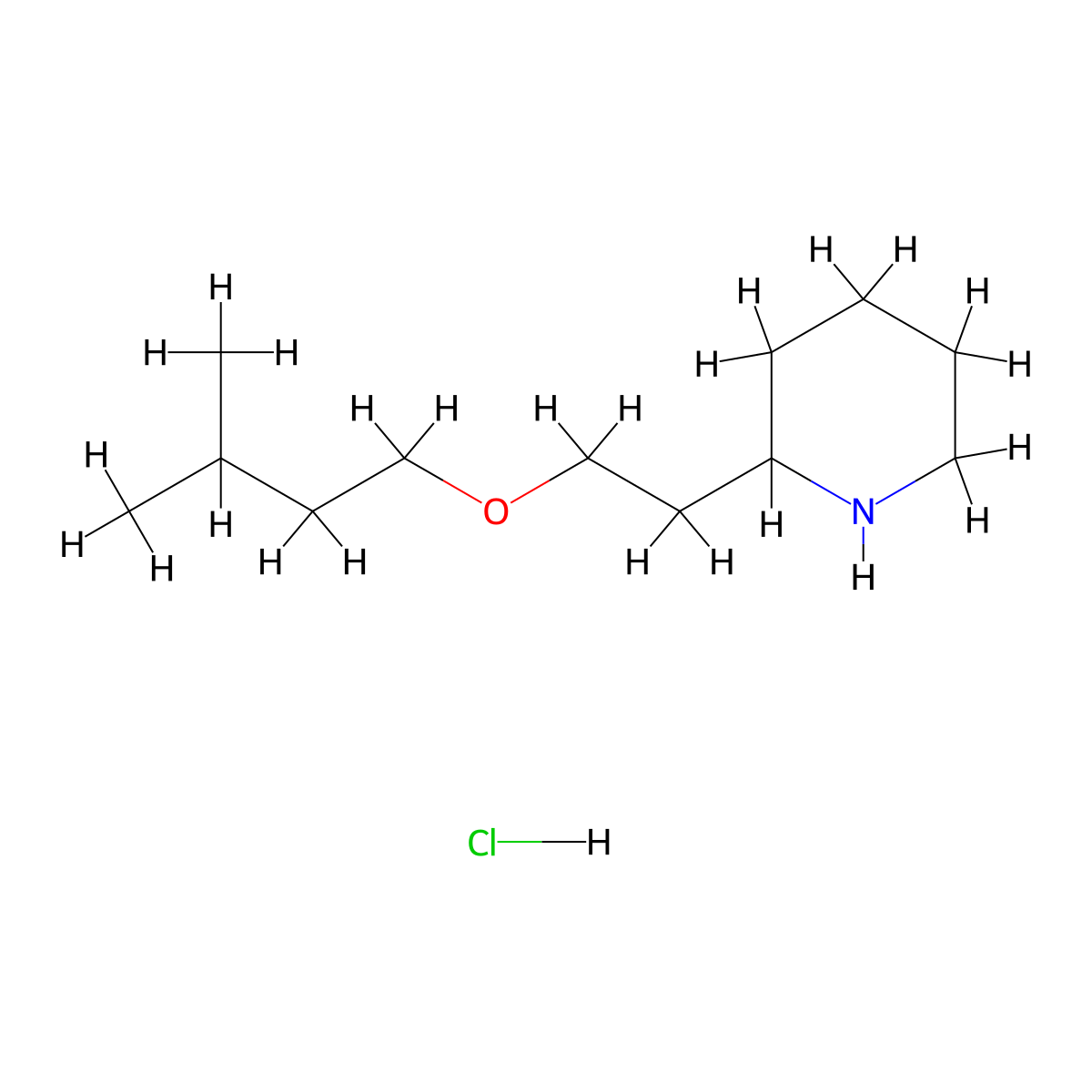 2-[2-(Isopentyloxy)ethyl]piperidine hydrochloride molecular structure, CAS 1219980-72-9