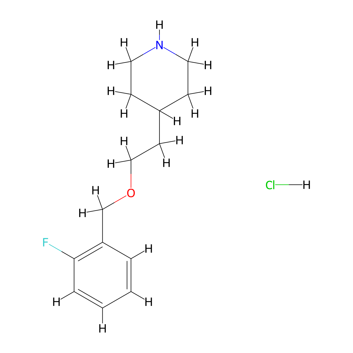 4-{2-[(2-Fluorobenzyl)oxy]ethyl}piperidine hydrochloride molecular structure, CAS 1219980-76-3