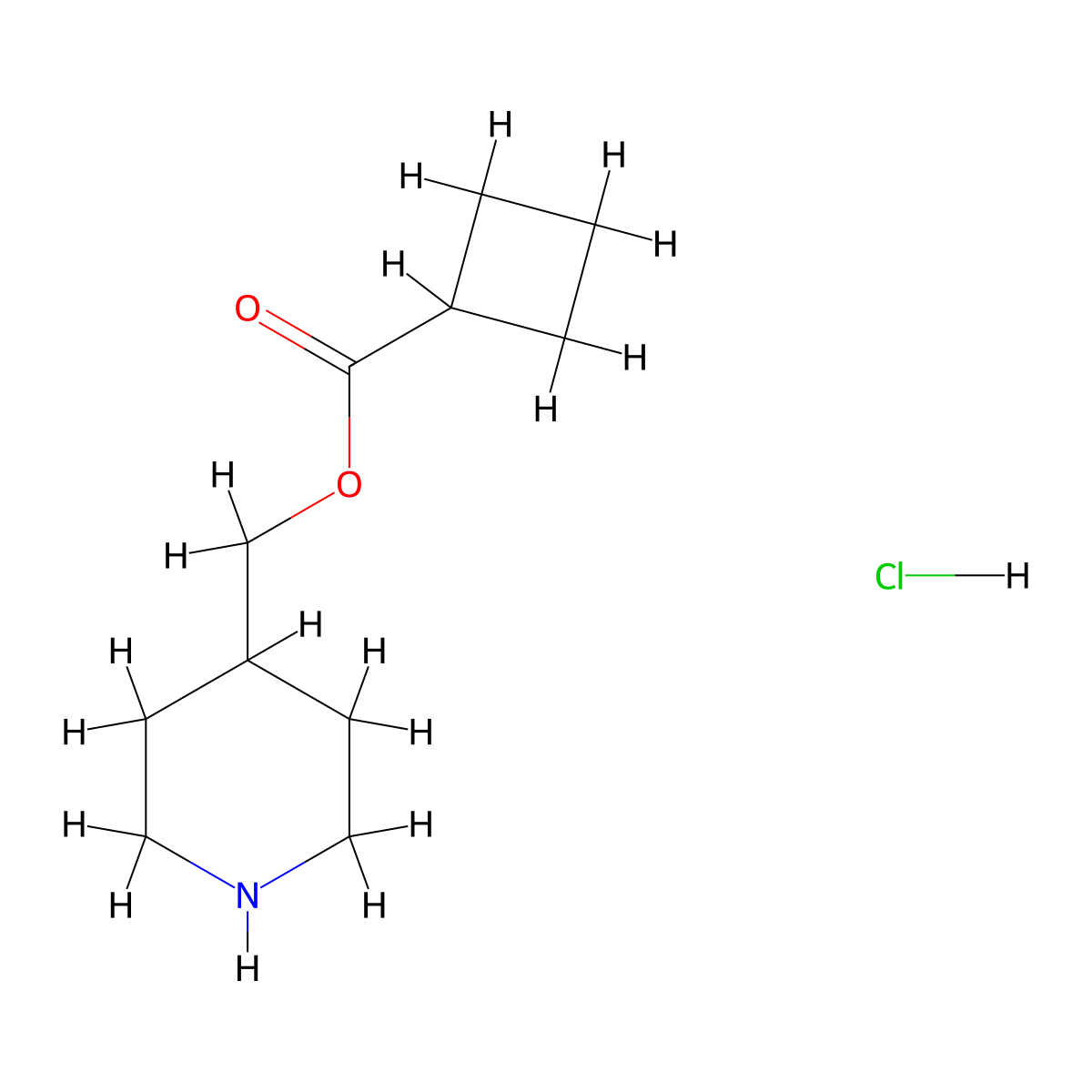 4-Piperidinylmethyl cyclobutanecarboxylate hydrochloride molecular structure, CAS 1219980-77-4