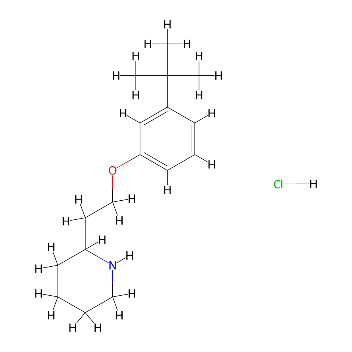 2-{2-[3-(tert-Butyl)phenoxy]ethyl}piperidine hydrochloride molecular structure, CAS 1219980-85-4