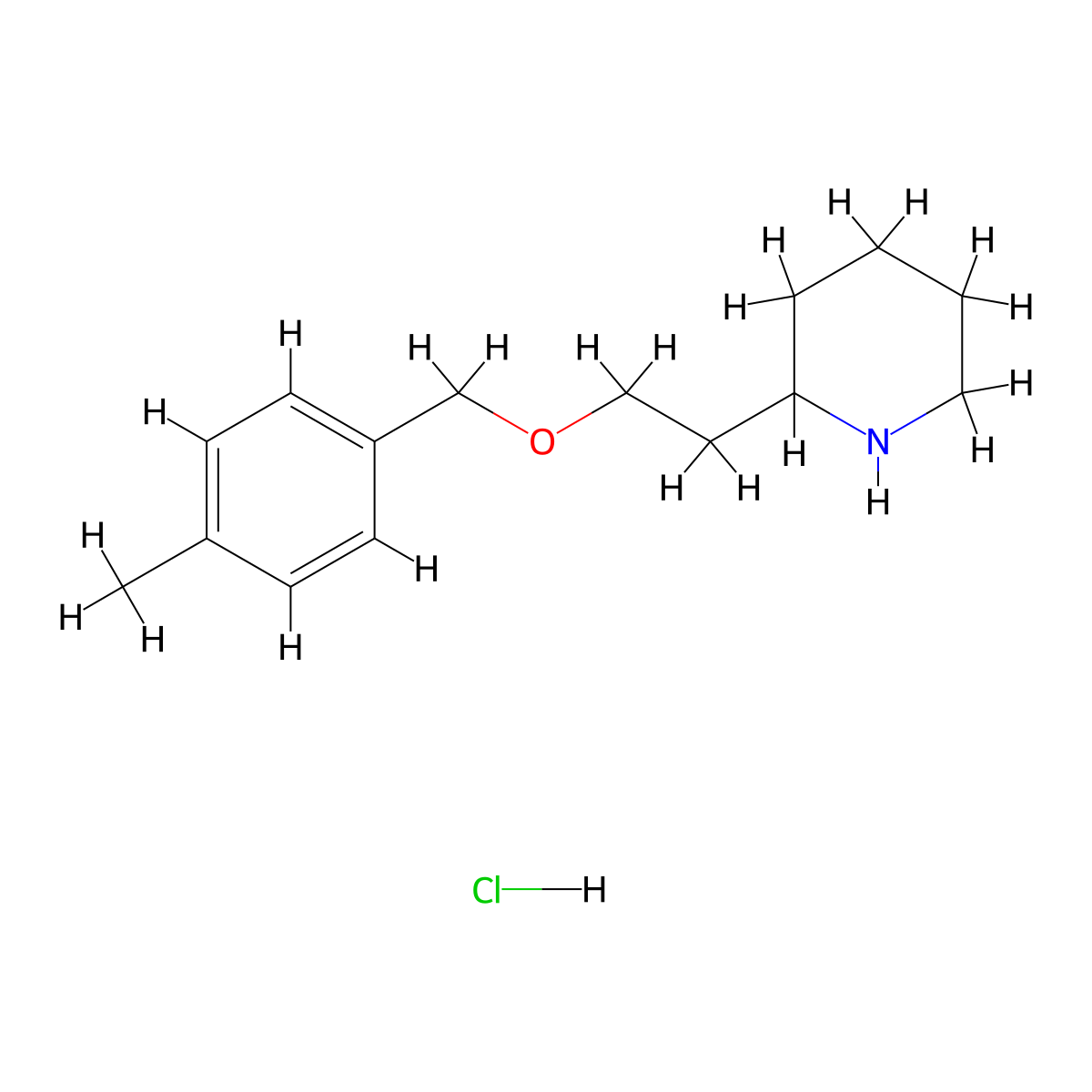 2-{2-[(4-Methylbenzyl)oxy]ethyl}piperidine hydrochloride molecular structure, CAS 1219980-88-7