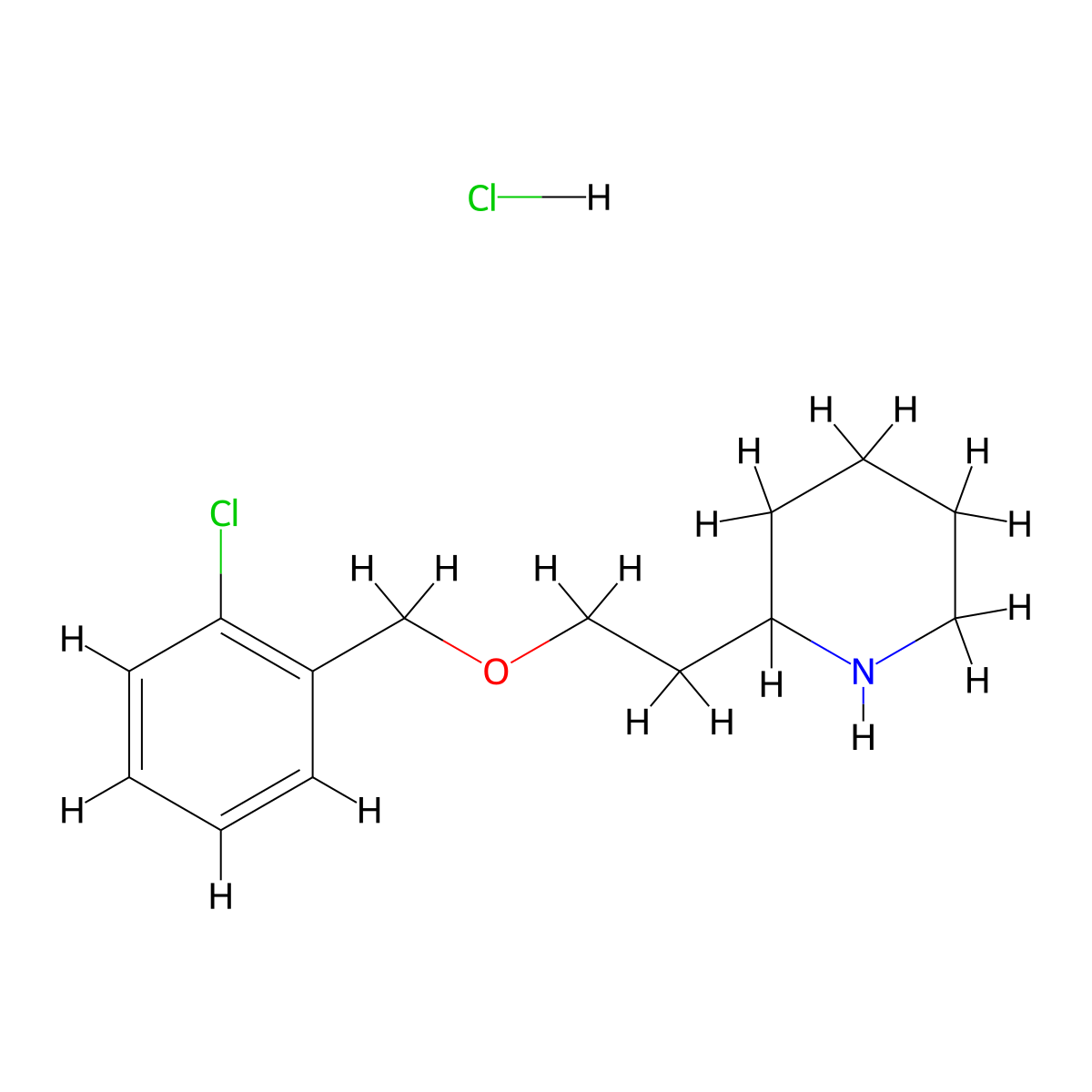 2-{2-[(2-Chlorobenzyl)oxy]ethyl}piperidine hydrochloride molecular structure, CAS 1219980-91-2