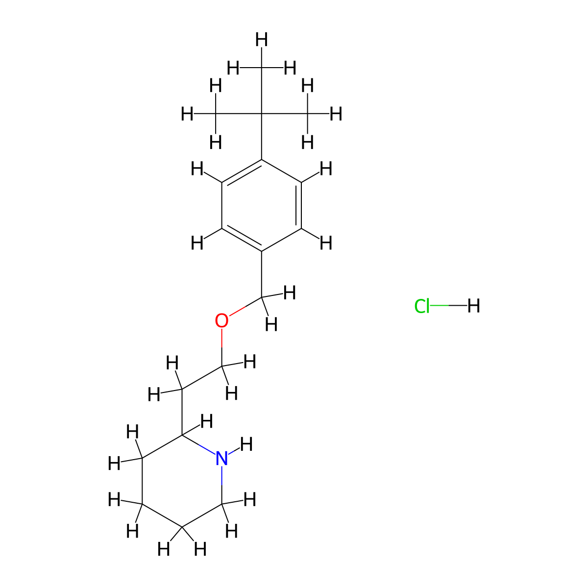2-(2-{[4-(tert-Butyl)benzyl]oxy}ethyl)piperidine hydrochloride molecular structure, CAS 1219980-97-8