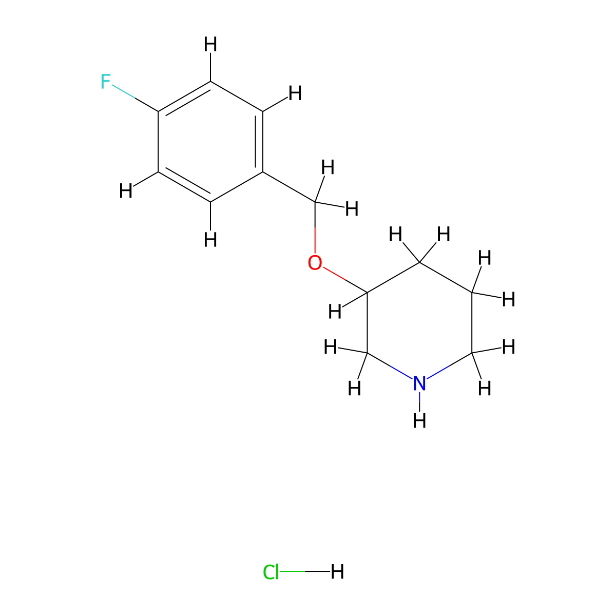 3-[(4-Fluorobenzyl)oxy]piperidine hydrochloride molecular structure, CAS 1219980-98-9