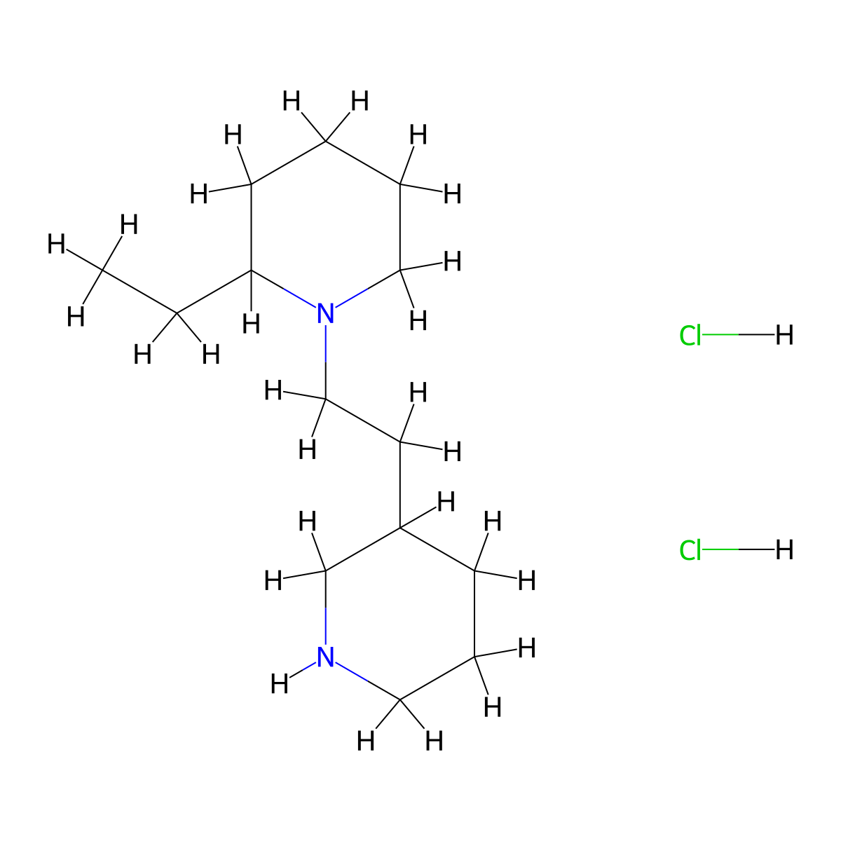 2-Ethyl-1-[2-(3-piperidinyl)ethyl]piperidine dihydrochloride molecular structure, CAS 1219981-07-3