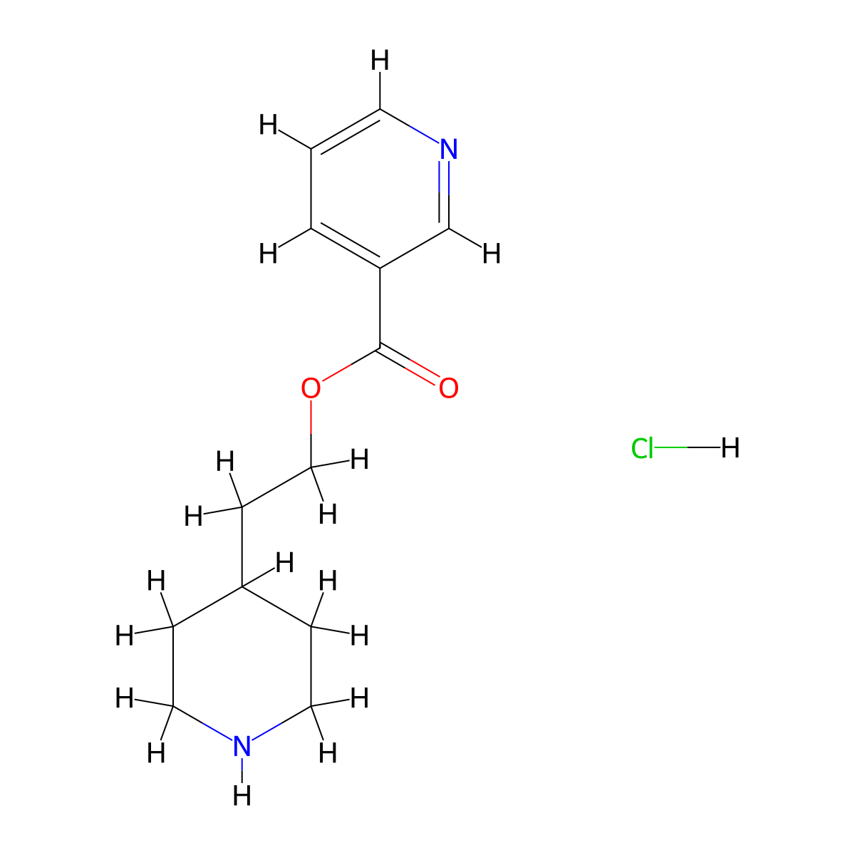 2-(4-Piperidinyl)ethyl nicotinate hydrochloride molecular structure, CAS 1219981-10-8