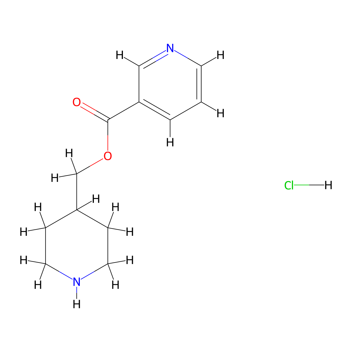 4-Piperidinylmethyl nicotinate hydrochloride molecular structure, CAS 1219981-17-5
