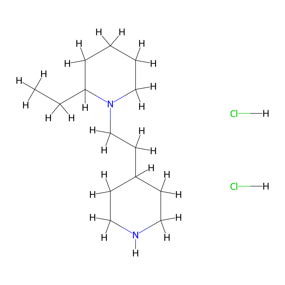 2-Ethyl-1-[2-(4-piperidinyl)ethyl]piperidine dihydrochloride molecular structure, CAS 1219981-29-9