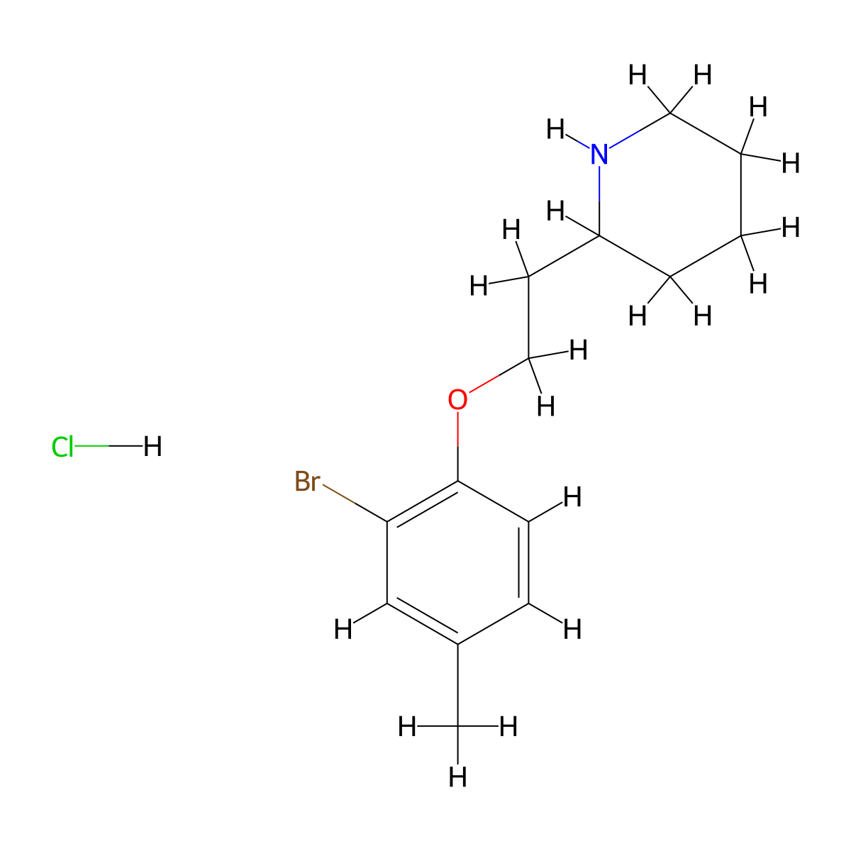 2-[2-(2-Bromo-4-methylphenoxy)ethyl]piperidine hydrochloride molecular structure, CAS 1219981-33-5