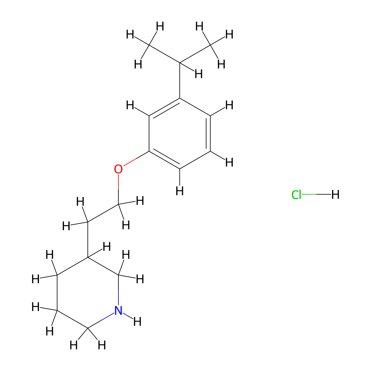 3-[2-(3-Isopropylphenoxy)ethyl]piperidine hydrochloride molecular structure, CAS 1219982-07-6