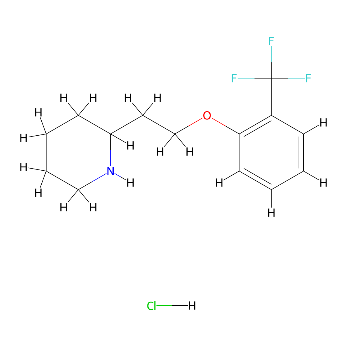 2-{2-[2-(Trifluoromethyl)phenoxy]ethyl}piperidine hydrochloride molecular structure, CAS 1219982-12-3