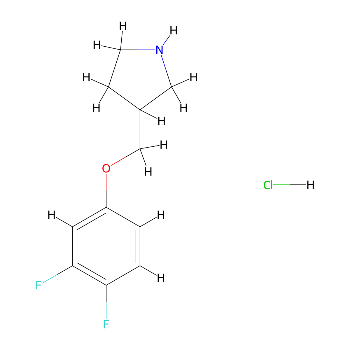 3-[(3,4-Difluorophenoxy)methyl]pyrrolidine hydrochloride molecular structure, CAS 1219982-45-2