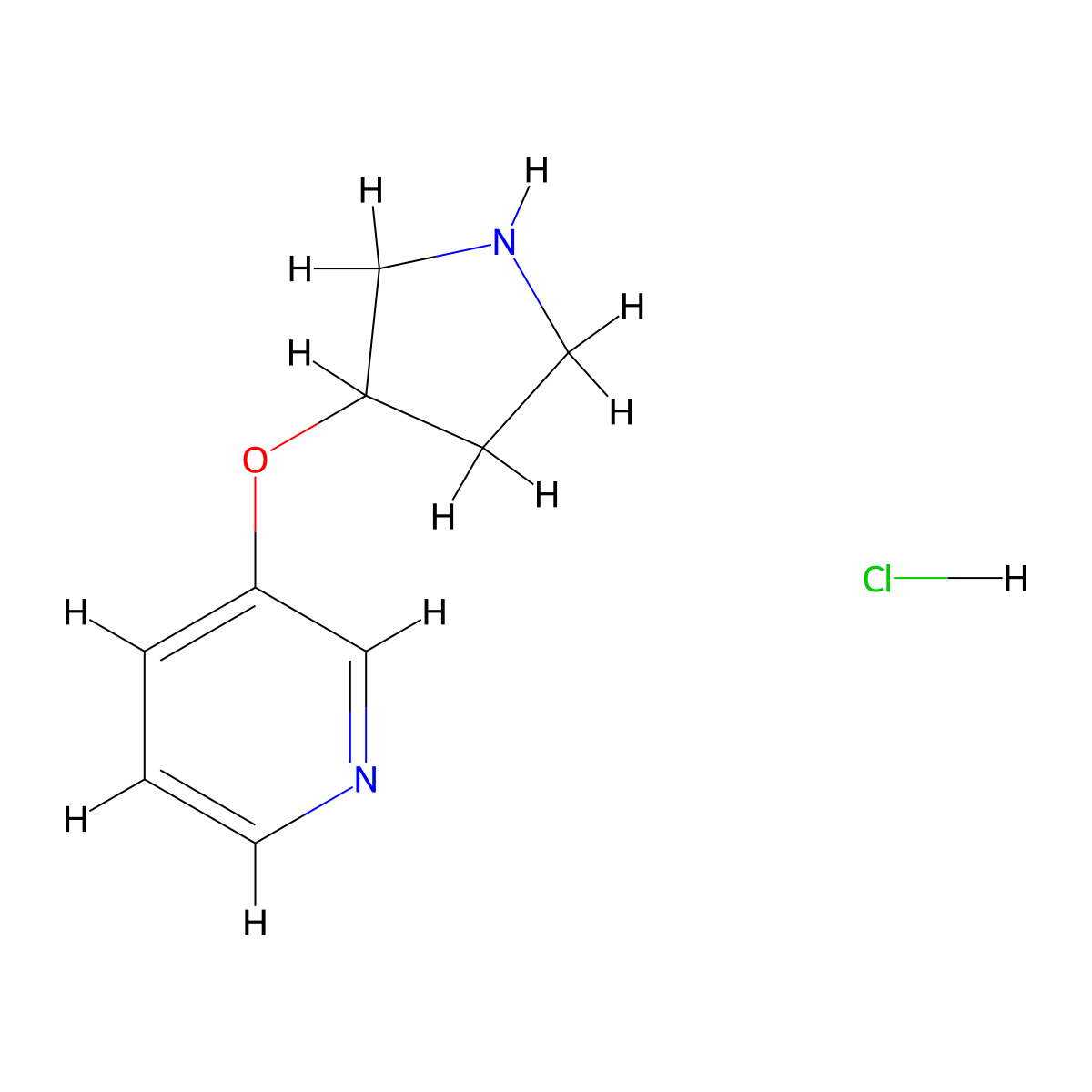 3-(Pyrrolidin-3-yloxy)pyridine hydrochloride molecular structure, CAS 1219982-49-6