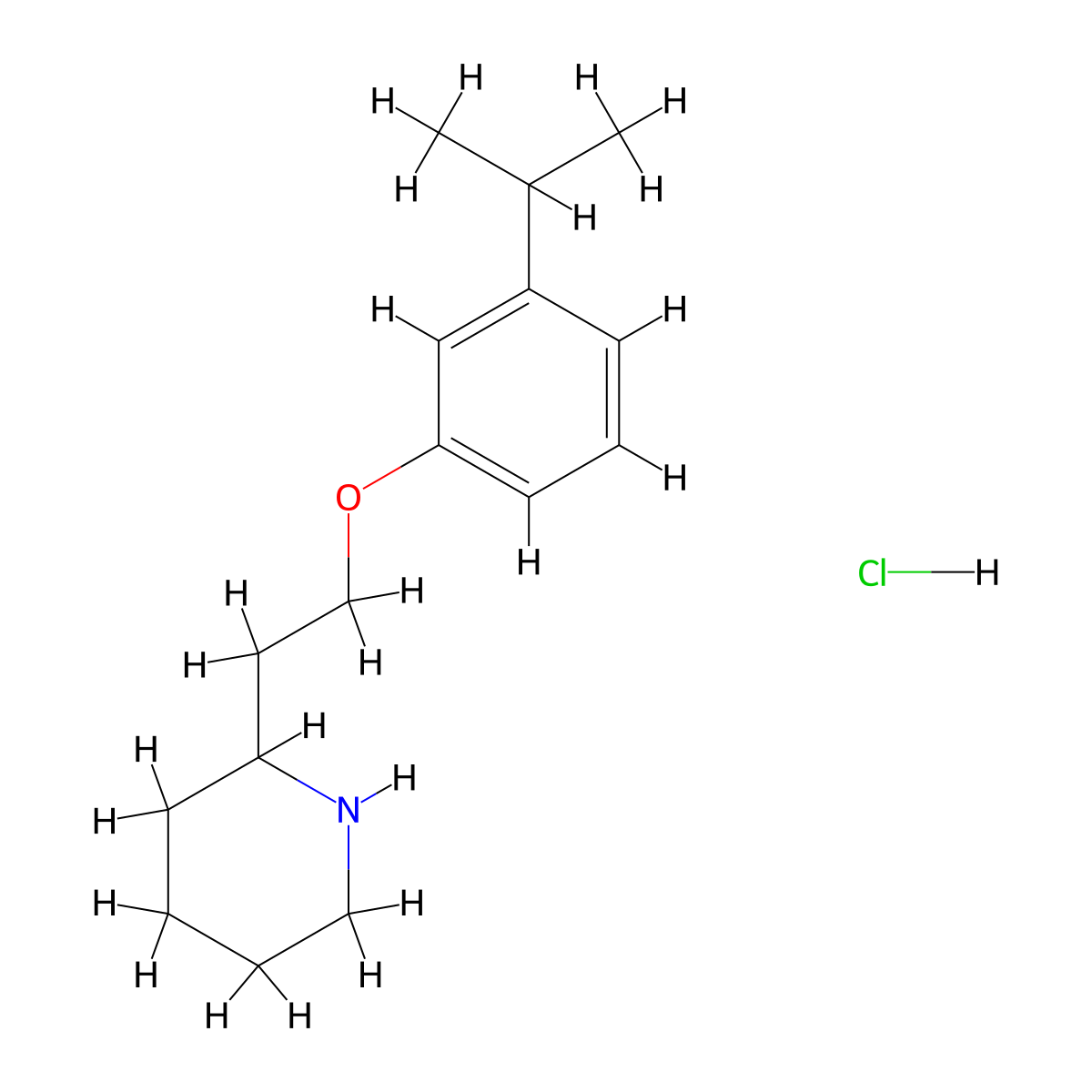 2-[2-(3-Isopropylphenoxy)ethyl]piperidine hydrochloride molecular structure, CAS 1219982-57-6