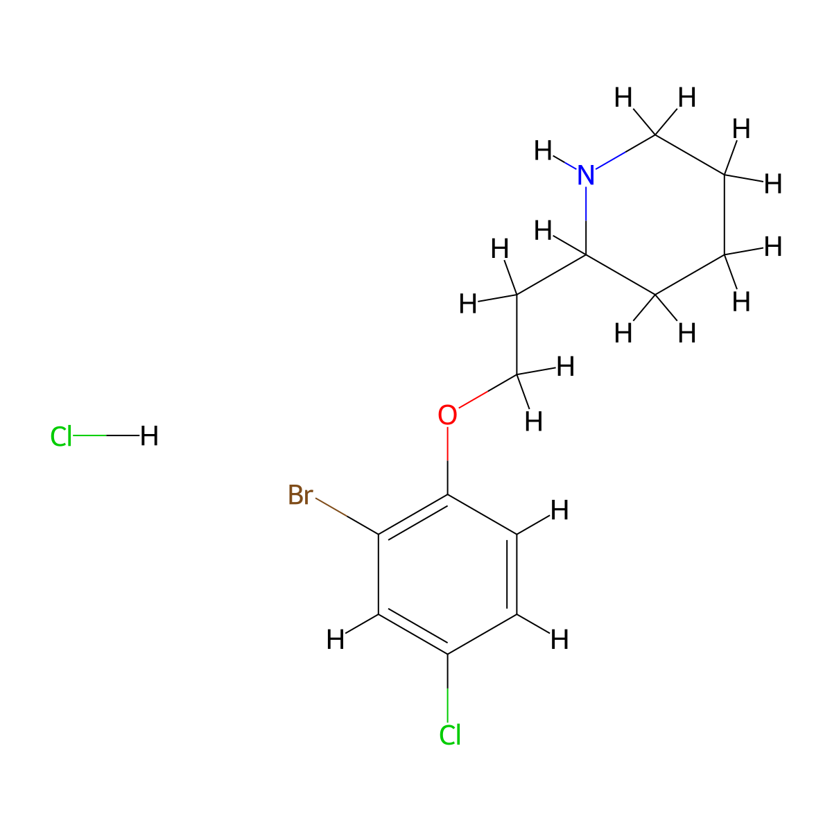 2-[2-(2-Bromo-4-chlorophenoxy)ethyl]piperidine hydrochloride molecular structure, CAS 1219982-90-7