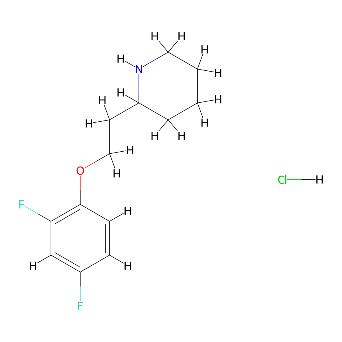 2-[2-(2,4-Difluorophenoxy)ethyl]piperidine hydrochloride molecular structure, CAS 1219982-98-5